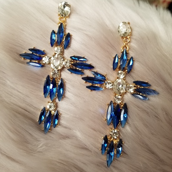 💎Luxury blue crystal cross earrings - Picture 2 of 5